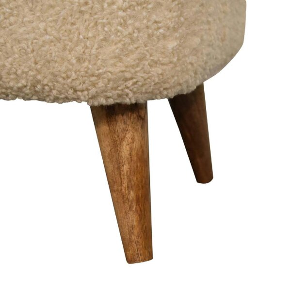 Wyld Haus Olbia Boucle Cream Square Footstool Mango Wood Legs
