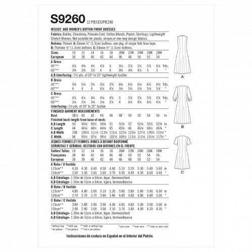 Simplicity Sewing Pattern 9260, Dresses for Women, AA (10-12-14-16-18) - Intermediate
