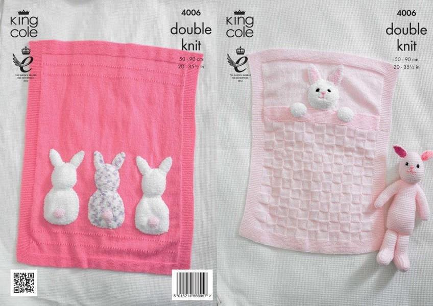 King Cole Comfort Knitting Pattern 4006, Blankets, Toys for Baby - Intermediate
