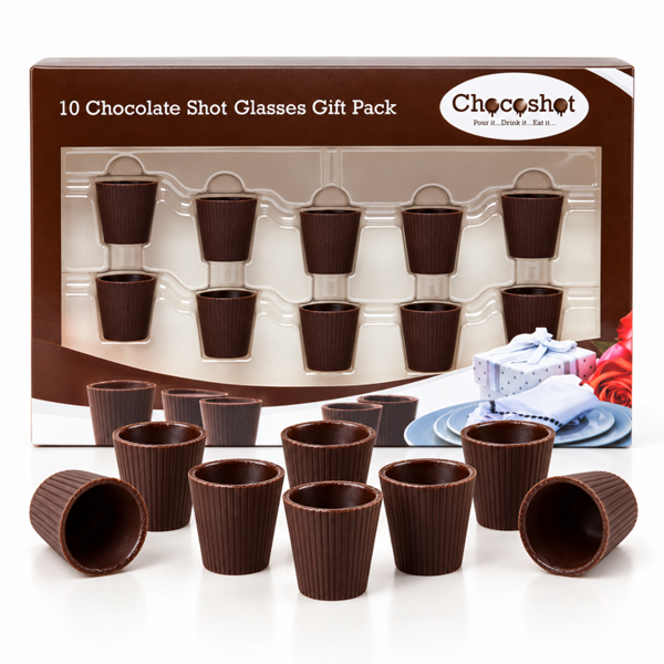 Chocoshot 10 Chocolate Shot Glasses L'chaim Gift Set