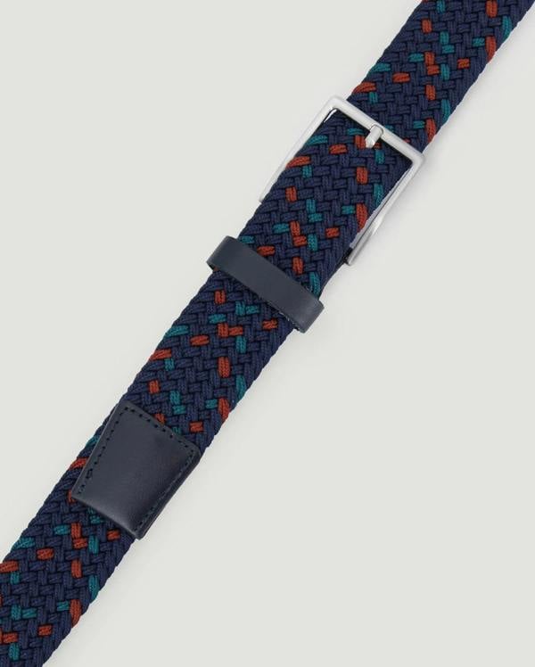 Larsson & Co Navy, Red & Teal Woven Casual Stretch Belt