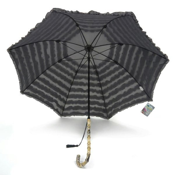 Grey Ladies Wedding Pagoda Umbrella FiFi Frill with Tassell Under Canopy