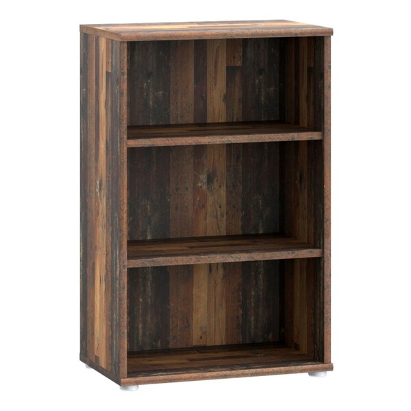 Wyld Haus Bucharest Low Narrow 2 Shelf in Vintage Oak Wooden Bookcase