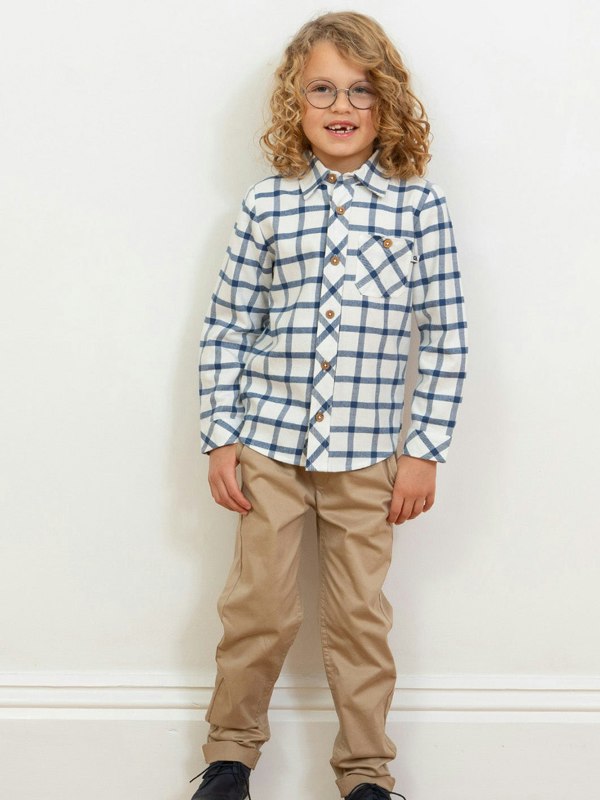 Kite Boys Organic Check Shirt Cream