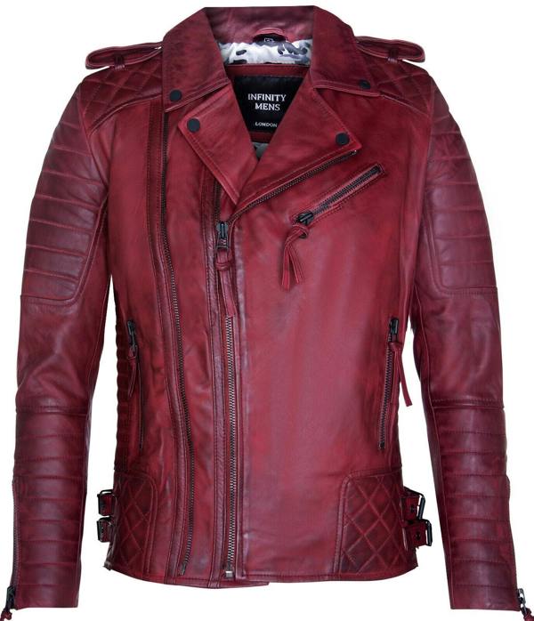 Infinity Leather Mens Leather Biker Quilted Brando Motorcycle Jacket