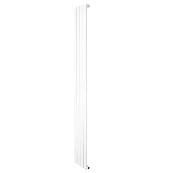 Flat single column radiator in sleek white finish, measuring 1800 x 280mm, featuring a modern, minimalist design with vertical lines