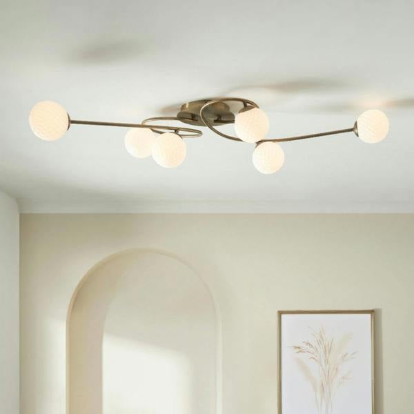 Pagazzi Lighting Jaymie 6-Light Antique Brass Semi-Flush Ceiling Light