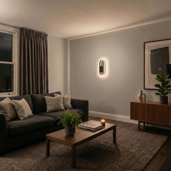 Modern Feature Style LED Wall Lighting Fitting in Matte Black Metal Image 6