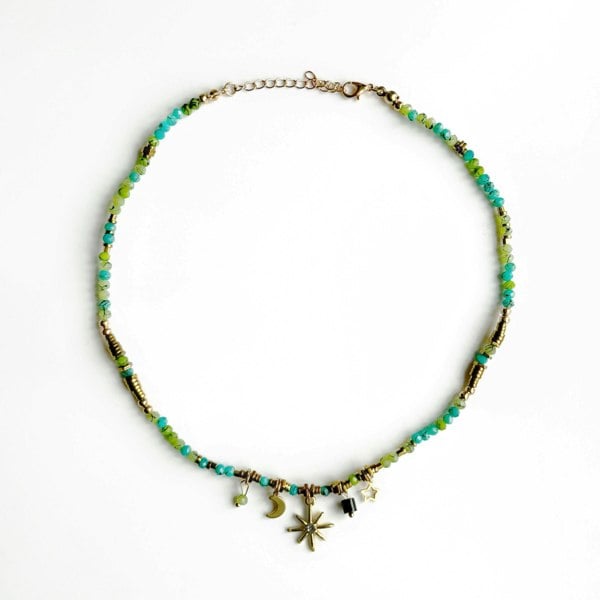 Luxe Tones Gaia Aqua Beaded Necklace