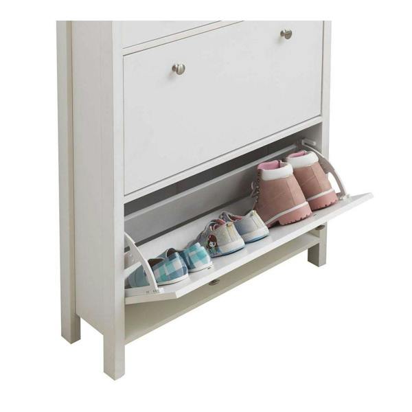 Timber Art Design Astbury 3 Tier Shoe Cabinet Storage Cupboard Footwear Stand Rack Wooden White