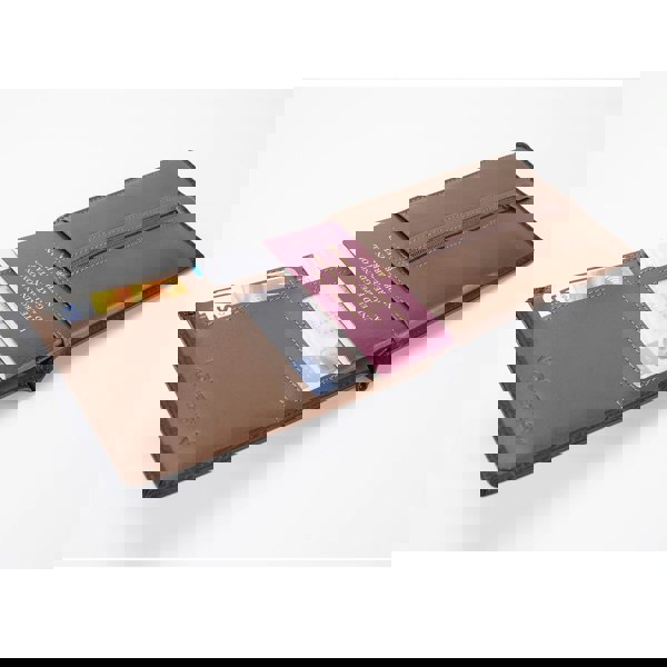 Riseicon® Legacy Travel Passport Wallet Document Organiser - Luxury Leather - Black/Brown