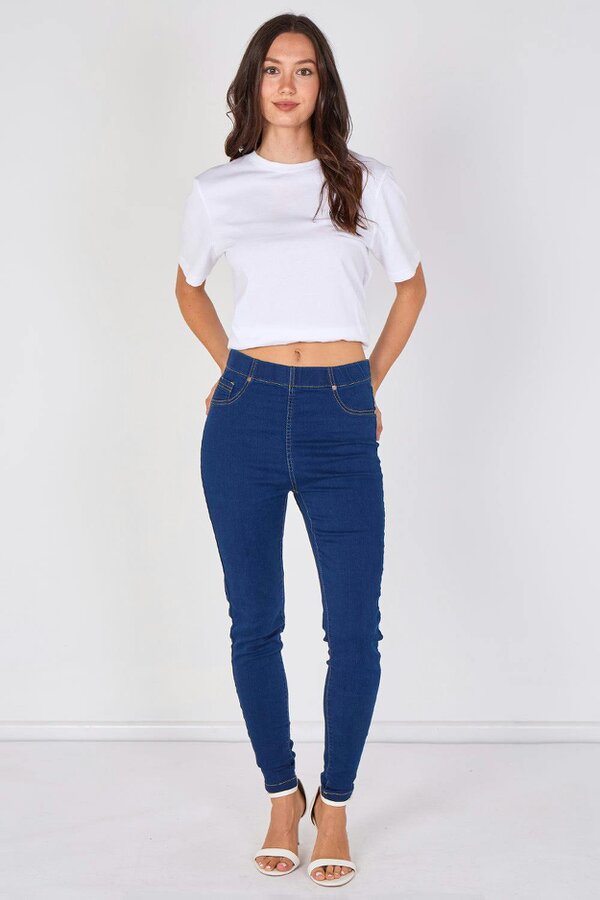 Elaina Fashion Mid Wash Stretch Jeggings
