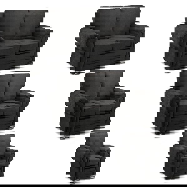 Furnishings For Less Milan Chesterfield Fabric 3 Piece Sofa Suite - Full Back