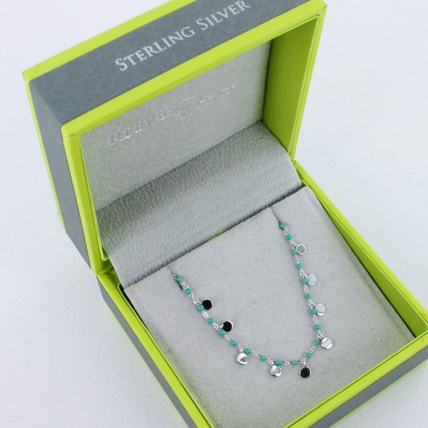 Sterling Silver and Turquoise Enamel Dotty Bracelet - Reeves & Reeves