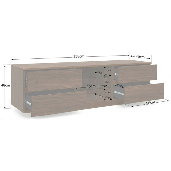 Centurion Supports Avitus Premium Walnut with 4-Walnut Drawers and 3-Shelves 32"-65" LED/OLED/LCD TV Cabinet