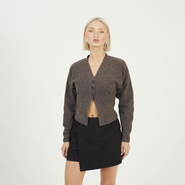 Brave Soul Grey Long Sleeve Button Down Top With Pleats - Grey Image 1