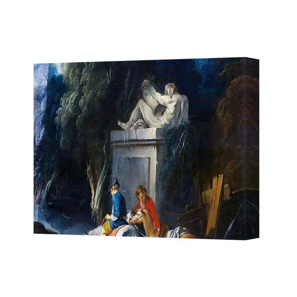 Benjamin Tate Design Romantic Sculpture and Figures on Pedestal Canvas Art Print
