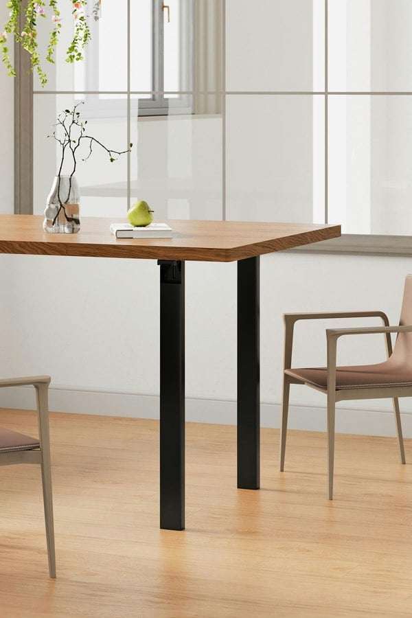 Living and Home 73cm / 28.74 inch 2Pcs Folding Black Metal Table Legs with Plastic Foot Pads Furniture Replacement Legs