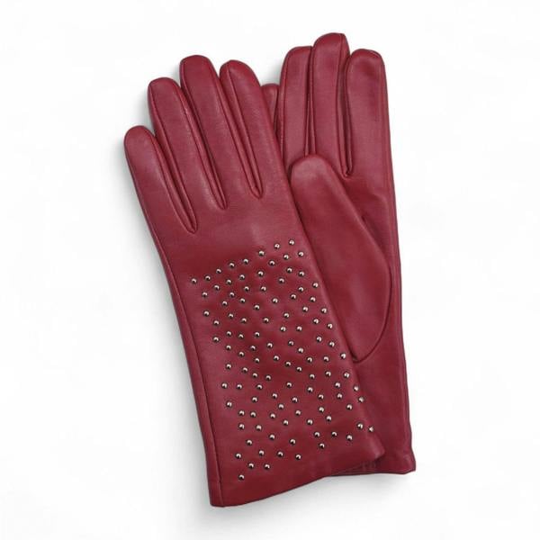 Infinity Leather Womens Italian Leather Winter Studded Design Soft Wool Lining Gloves - L-GLV-601