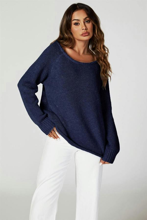 FS Collection Comfy Jumper Top In Navy