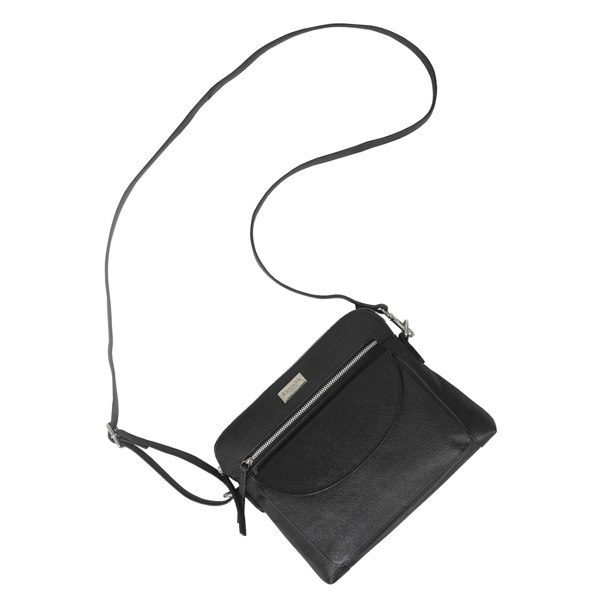 Assots London 'JEAN' Black Real Soft Pebble Grain Leather Crossbody Bag
