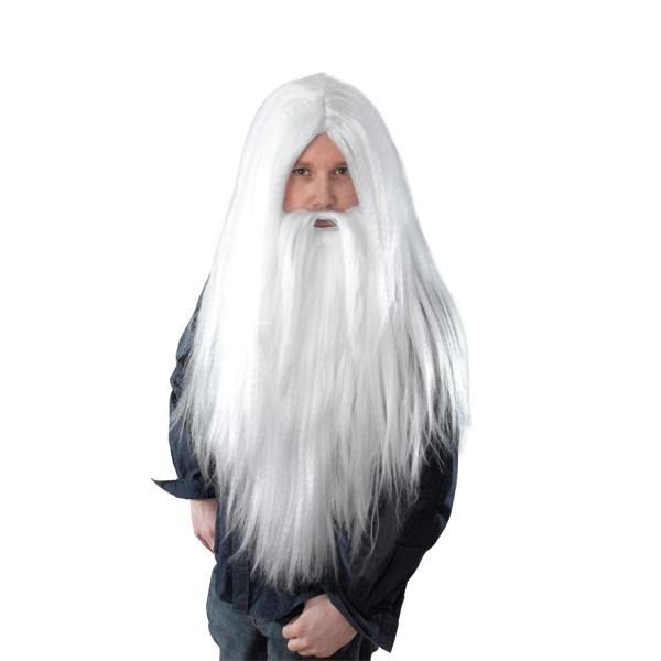 Bristol Novelty Mens Long Wizard Wig And Beard - White - 