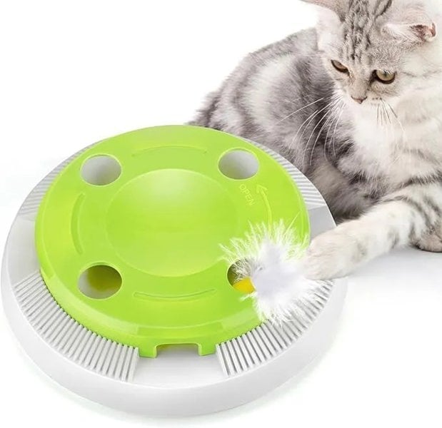 Dragodirect 8-Hole Interactive Cat Whack-a-Mole Toy Hunting Game with Feather & Mouse