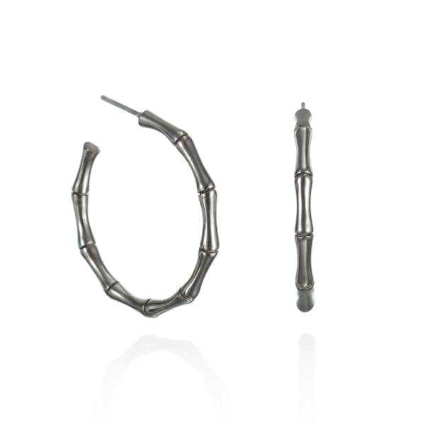 Stainless Steel Bamboo Hoop Earrings - namana.london