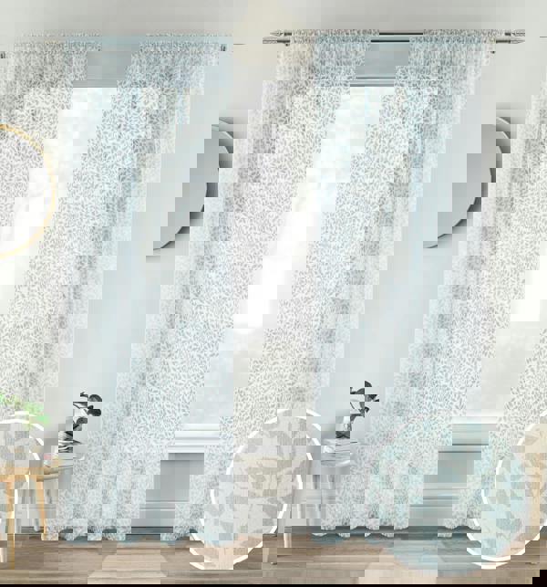 Tyrone Textiles Leaf Print Linen-Look Voile Panel - Pair