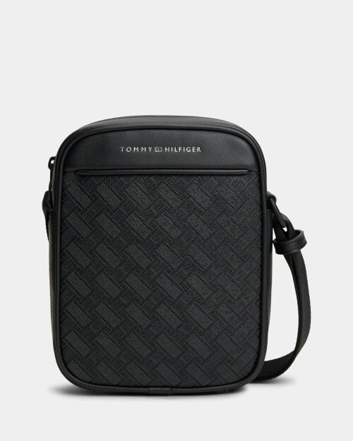 Tommy Hilfiger TH Modern Monogram Mens Mini Reporter Bag - Black