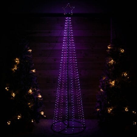 Samuel Alexander 2.5m Light up Christmas Pyramid Cone Tree with 835 Multi-Action Rainbow LEDs