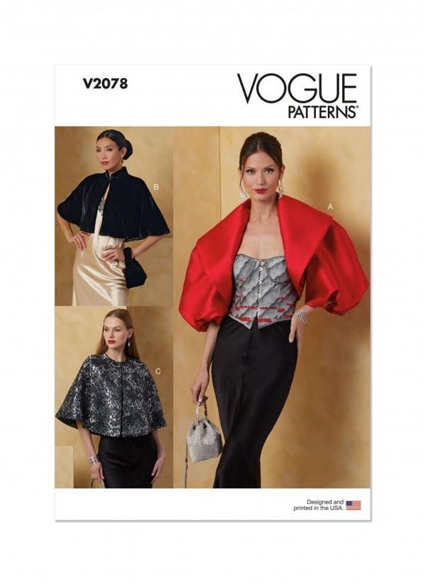 Vogue Sewing Pattern 2078, Jackets, Capes for Women, A (XS-S-M-L-XL) - Intermediate