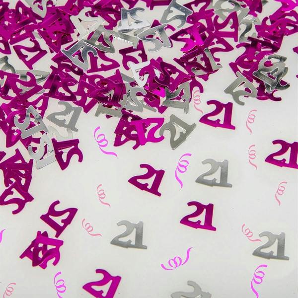 21st Birthday Pink and Silver Metallic Foil Confetti Pack for Party Tables and Celebration Decor image 4