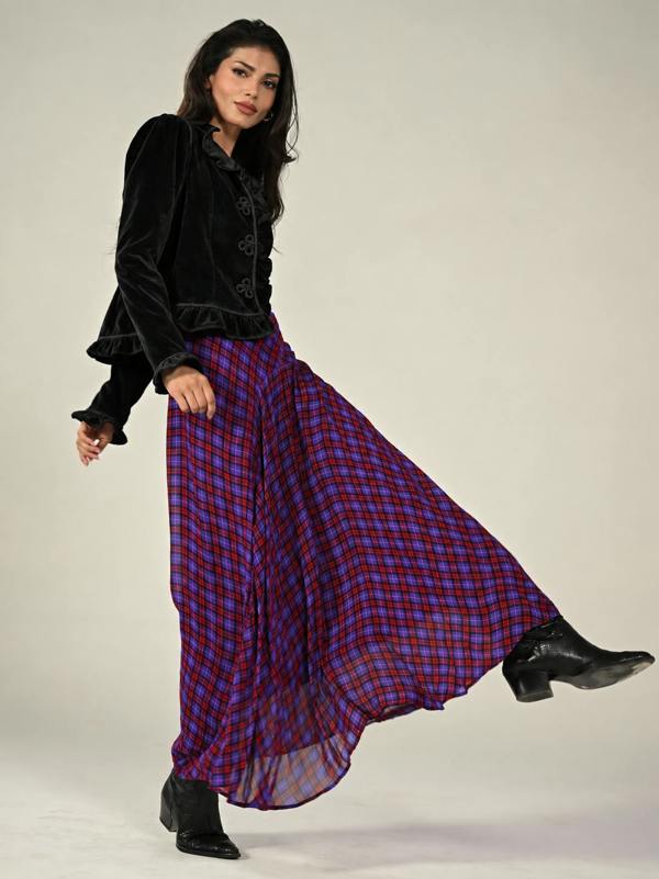 Rose & Nancy Monica Check Maxi Skirt