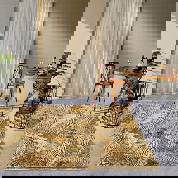 Indoor & Outdoor Rug Eugene Gold Black