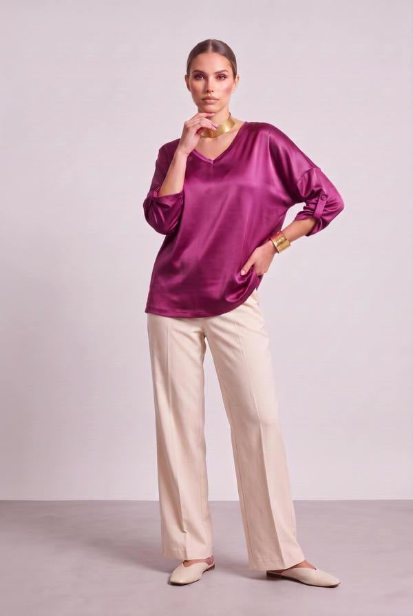 James Lakeland Satin Blouse Purple