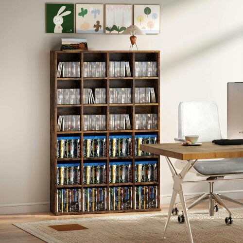 Wyld Haus Limi Wooden Rustic Brown Adjustable CD Storage Cabinet 89 x 130.5 cm