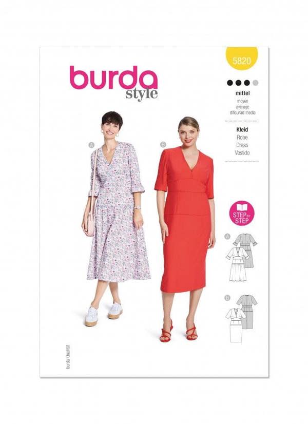 Burda Sewing Pattern 5820 Dresses For Women, 10-20 (36-46) - Intermediate