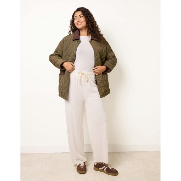 Blue Vanilla Ribbed Wide Leg Trousers