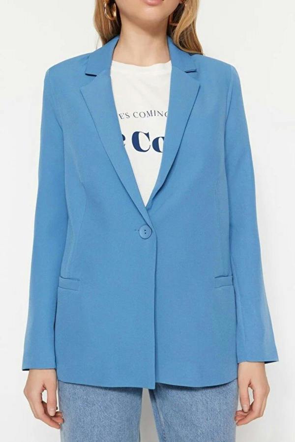 WOVCOR Woven Blazer Jacket with Lining Detail