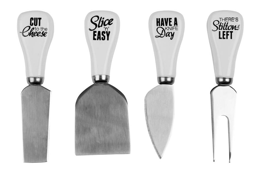 Pun and Games Set of 4 Cheese Knives