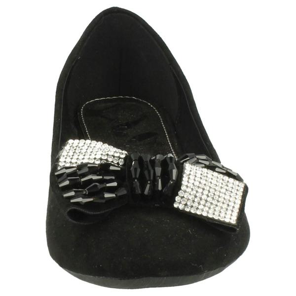 Spot On Ladies Spot On Diamante Detail Bow Shoes