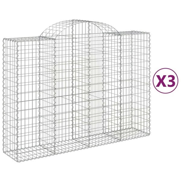 Berkfield Arched Gabion Baskets 3 pcs 200x50x140/160 cm Galvanised Iron