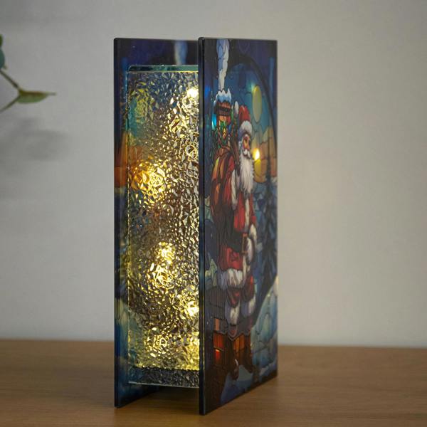 Samuel Alexander 21 x 13cm Light Up Santa on Chimney Stained Glass Christmas Decoration
