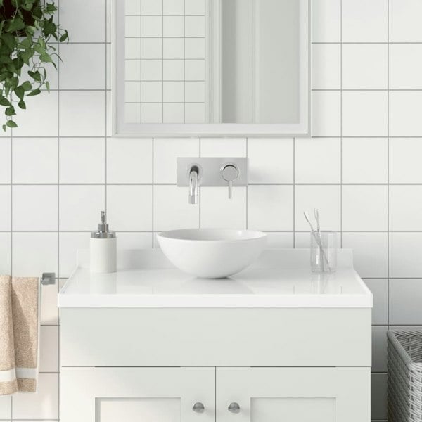Berkfield Bathroom Sink Ceramic Matt White Round