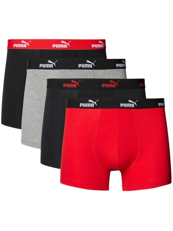 Puma 4-Pack No.1 Logo Boxer Briefs, Red/Grey/Black