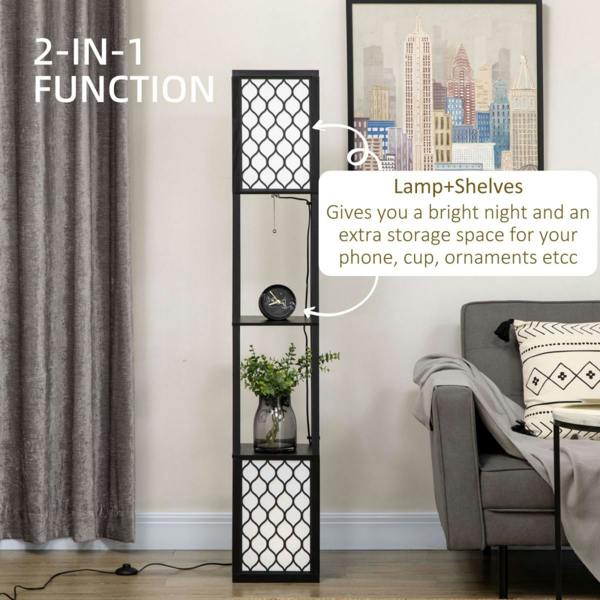 Dyzi 2 Light Floor Lamp with 2 Display Shelves Modern Standing Lamp