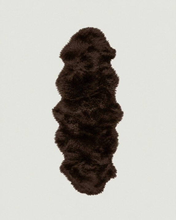 Premium New Zealand Double Long Wool Sheepskin Rug - 180cm x 55cm - Chocolate