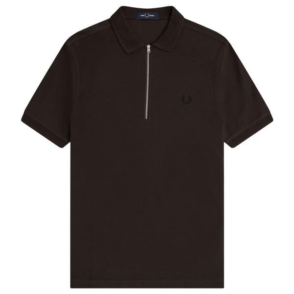 Fred Perry Ribbed Collar Crepe Pique Polo Shirt