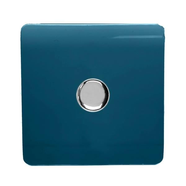 Trendi 1 Gang 2 Way 150w LED Dimmer Screwless 10 Amp Wall Light Switch in Ocean Blue - ART-LDM150WOB